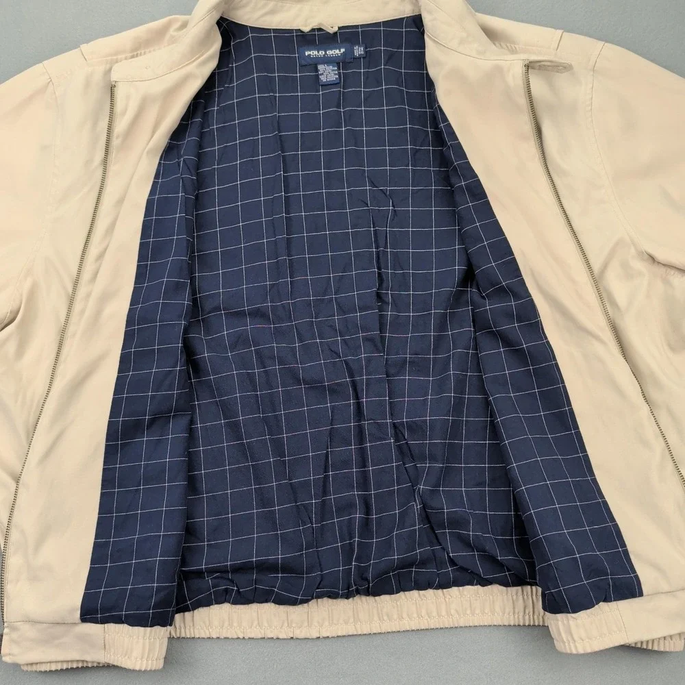 Polo Golf‎ Ralph Lauren Jacket Mens 2X Big Beige Zip Harrington Cotton Lined